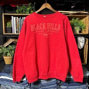 Vintage 90s Black Hills South Dakota Crewneck Mens XL Red Nature Sweatshirt